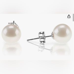 Sterling silver white simulated shell pearl earrings